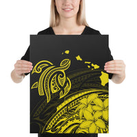 Hawaii Turtle Polynesian Map Plumeria Yellow Canvas 16x20 Canvas Yellow - Polynesian Pride