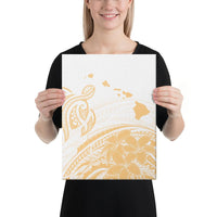 Hawaii Turtle Polynesian Map Plumeria White Background Canvas 12x16 Canvas White - Polynesian Pride