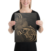 Hawaii Map Turtle Hibiscus Divise Polynesian Gold Canvas 12x16 Canvas Gold - Polynesian Pride