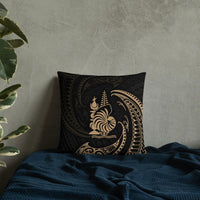 New Caledonia Polynesian Basic Pillow - Gold Tribal Wave Pillow 18×18 Black - Polynesian Pride