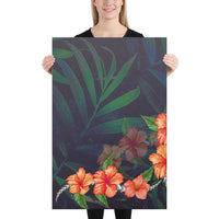 Hibiscus Palm Background Canvas 24x36 Canvas White - Polynesian Pride