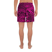 Polynesian Hawaiian Style Tribal Tattoo Pink Men's Athletic Long Shorts - Polynesian Pride