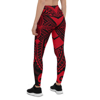 Tonga Polynesian Leggings - Tonga Red Seal with Polynesian tattoo - Polynesian Pride