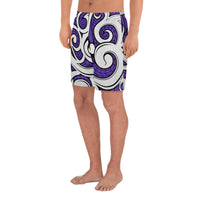Polynesian Maori Ethnic Ornament Violet Men's Athletic Long Shorts - Polynesian Pride