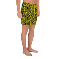 Polynesian Symmetry Yellow Men's Athletic Long Shorts - Polynesian Pride