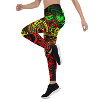 Vanuatu Polynesian Leggings - Reggae Shark Polynesian Tattoo - Polynesian Pride