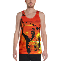 Hawaii Summer King Sunset Unisex Tank Top Orange - Polynesian Pride