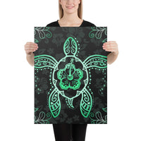 Turtle Hibiscus Green Canvas 18x24 Canvas Green - Polynesian Pride