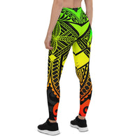 Tonga Polynesian Leggings - Tonga Reggae Seal with Polynesian tattoo - Polynesian Pride