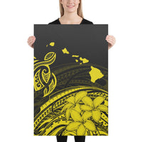 Hawaii Turtle Polynesian Map Plumeria Yellow Canvas 24x36 Canvas Yellow - Polynesian Pride
