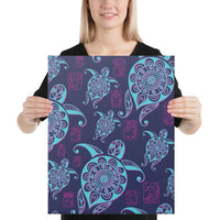 Turtle Neon Canvas 16x20 Canvas White - Polynesian Pride