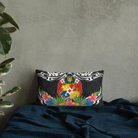 Tonga Pillow - Coat Of Arms With Tropical Flowers - Polynesian Pride
