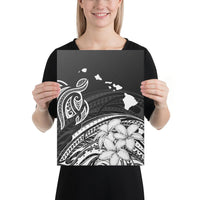 Hawaii Turtle Polynesian Map Plumeria White Canvas 12x16 Canvas White - Polynesian Pride