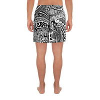 Polynesian Hawaiian Style Tribal Tattoo White Men's Athletic Long Shorts - Polynesian Pride
