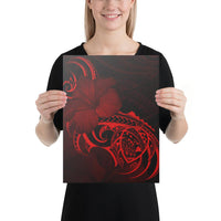 Hawaii Map Turtle Hibiscus Divise Polynesian Red Canvas 12x16 Canvas Red - Polynesian Pride