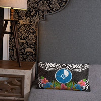 Yap State Pillow - Coat Of Arms With Tropical Flowers - Polynesian Pride