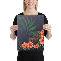 Hibiscus Palm Background Canvas 12x16 Canvas White - Polynesian Pride