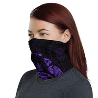 Hawaii Bandana Map Turtle Ohana Hibiscus Kakau Polynesian Neck Gaiter - Purple - Polynesian Pride