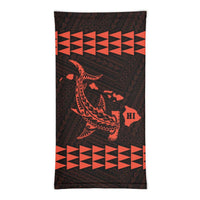 Hawaii Bandana Kakau Polynesian Hammerhead Shark Map Neck Gaiter - Orange - Polynesian Pride