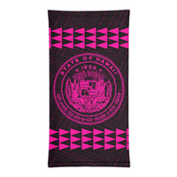 Hawaii Bandana Kakau Polynesian Coat Of Arms Neck Gaiter - Pink - Polynesian Pride