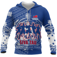 Samoa Hoodie Siva Tau Dance Unisex Blue - Polynesian Pride