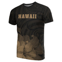 Hawaii State Hibiscus Gold Polynesian T Shirt Floral Style - Polynesian Pride