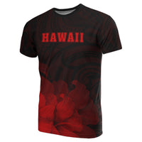 Hawaii State Hibiscus Red Polynesian T Shirt Floral Style - Polynesian Pride