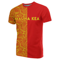Hawaii Mauna Kea Polynesian T Shirt The Half Yellow and Red - Polynesian Pride