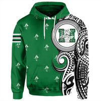 Custom Hawaii Hoodie Molokai High Tribal Kakau Pullover Hoodie Unisex Green - Polynesian Pride