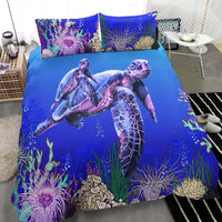Polynesian Bedding Set - Mother Turtle And Baby Turtle Blue - Polynesian Pride