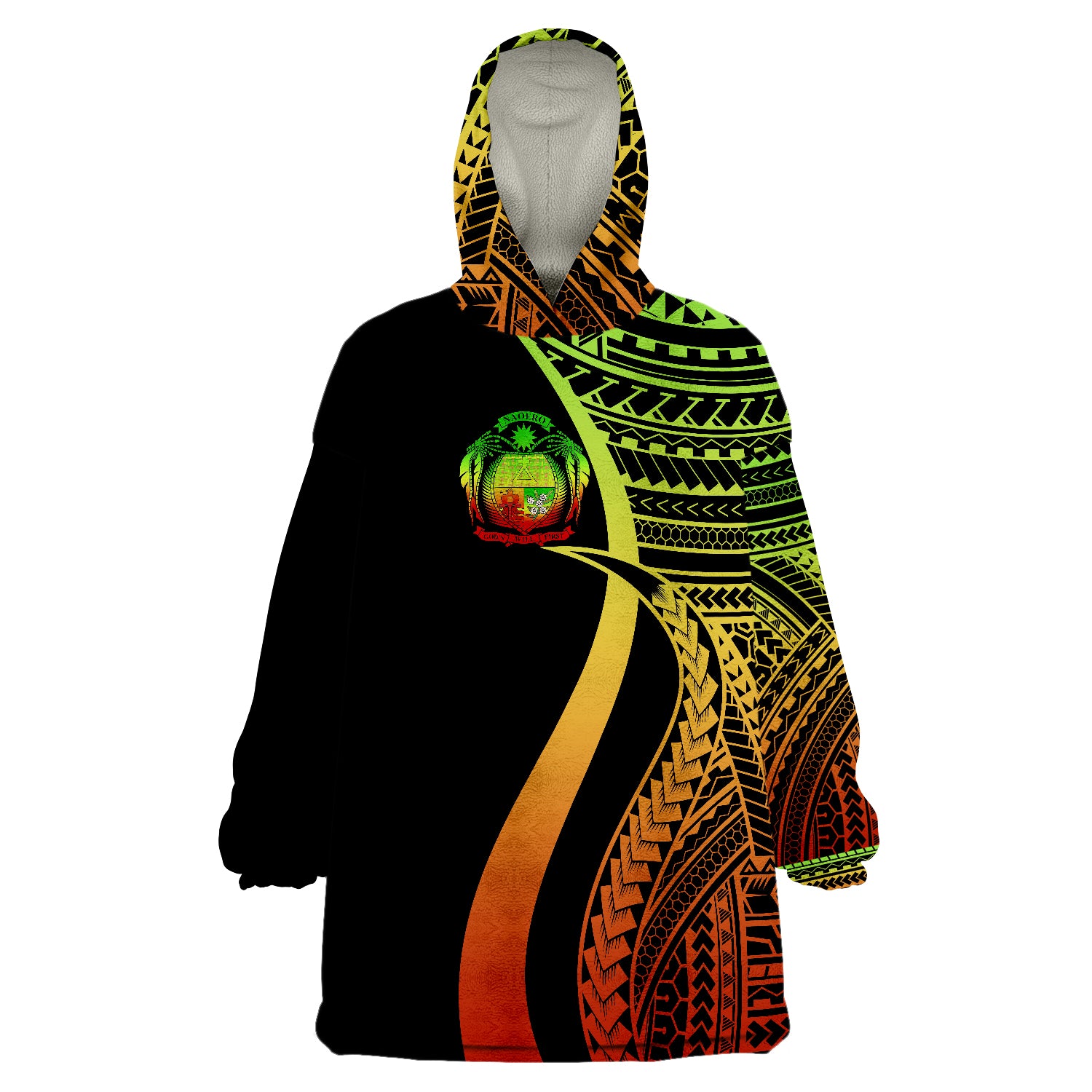 Nauru Reggae Tentacle Tribal Pattern Wearable Blanket Hoodie LT9 Unisex One Size - Polynesian Pride