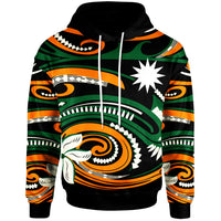 Nauru Hoodie Vortex Style Unisex Green Orange - Polynesian Pride
