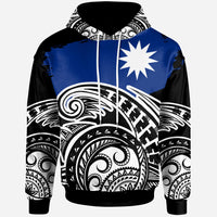 Nauru Custom Hoodie Ethnic Style With Round Black White Pattern Unisex Black - Polynesian Pride