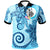 New Caledonia Polo Shirt Tribal Plumeria Pattern Unisex Blue - Polynesian Pride