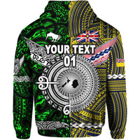 Custom New Zealand Niue Hoodie Maori and Polynesian Together Green, Custom Text and Number LT8 - Polynesian Pride