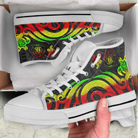 Niue High Top Shoes - Reggae Tentacle Turtle Unisex White - Polynesian Pride