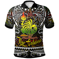 New Caledonia Polo Shirt Custom Kanaky Coat Of Arms Polynesian Pattern Art - Polynesian Pride