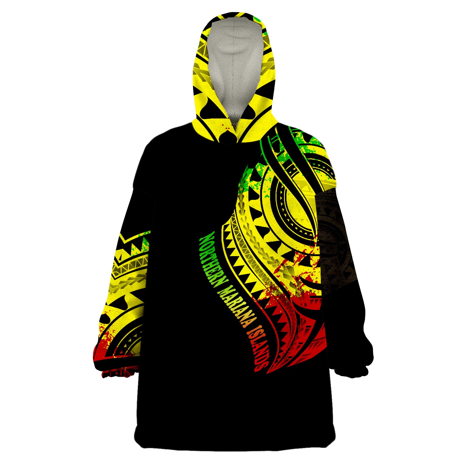 Northern Mariana Islands CNMI Tatau Reggae Patterns Wearable Blanket Hoodie LT9 Unisex One Size - Polynesian Pride