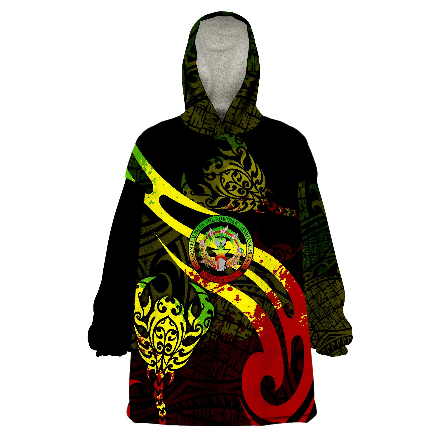 Northern Mariana Islands Scorpio Tribal Pattern Style Reggae Wearable Blanket Hoodie LT9 Unisex One Size - Polynesian Pride