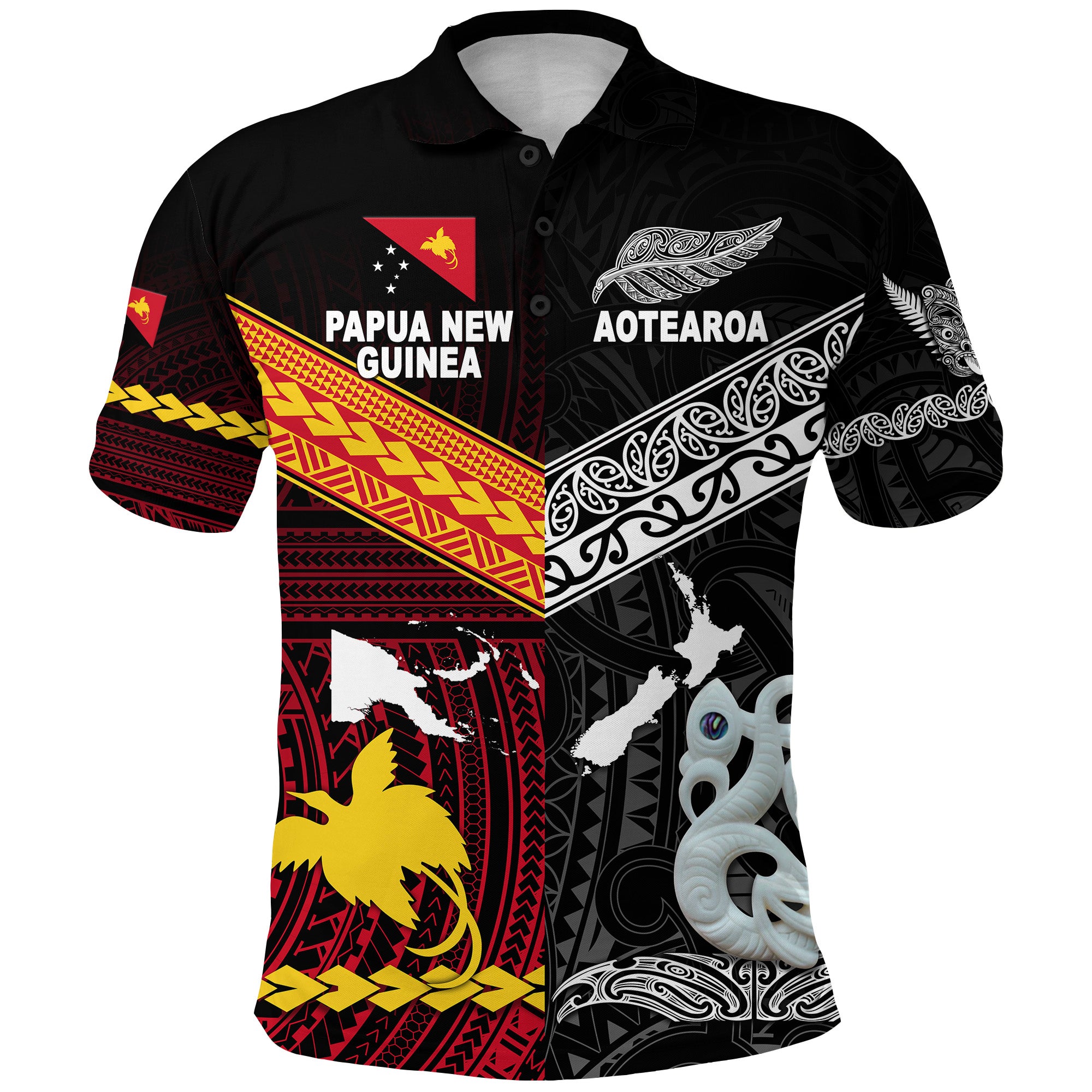 New Zealand Papua New Guinea Polo Shirt Maori and Polynesian Together LT8 - Polynesian Pride