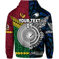 Custom Vanuatu New Zealand Hoodie Together Blue, Custom Text and Number LT8 - Polynesian Pride