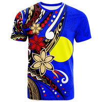 Palau T Shirt Tribal Flower With Special Turtles Dark Blue Color Unisex Dark Blue - Polynesian Pride