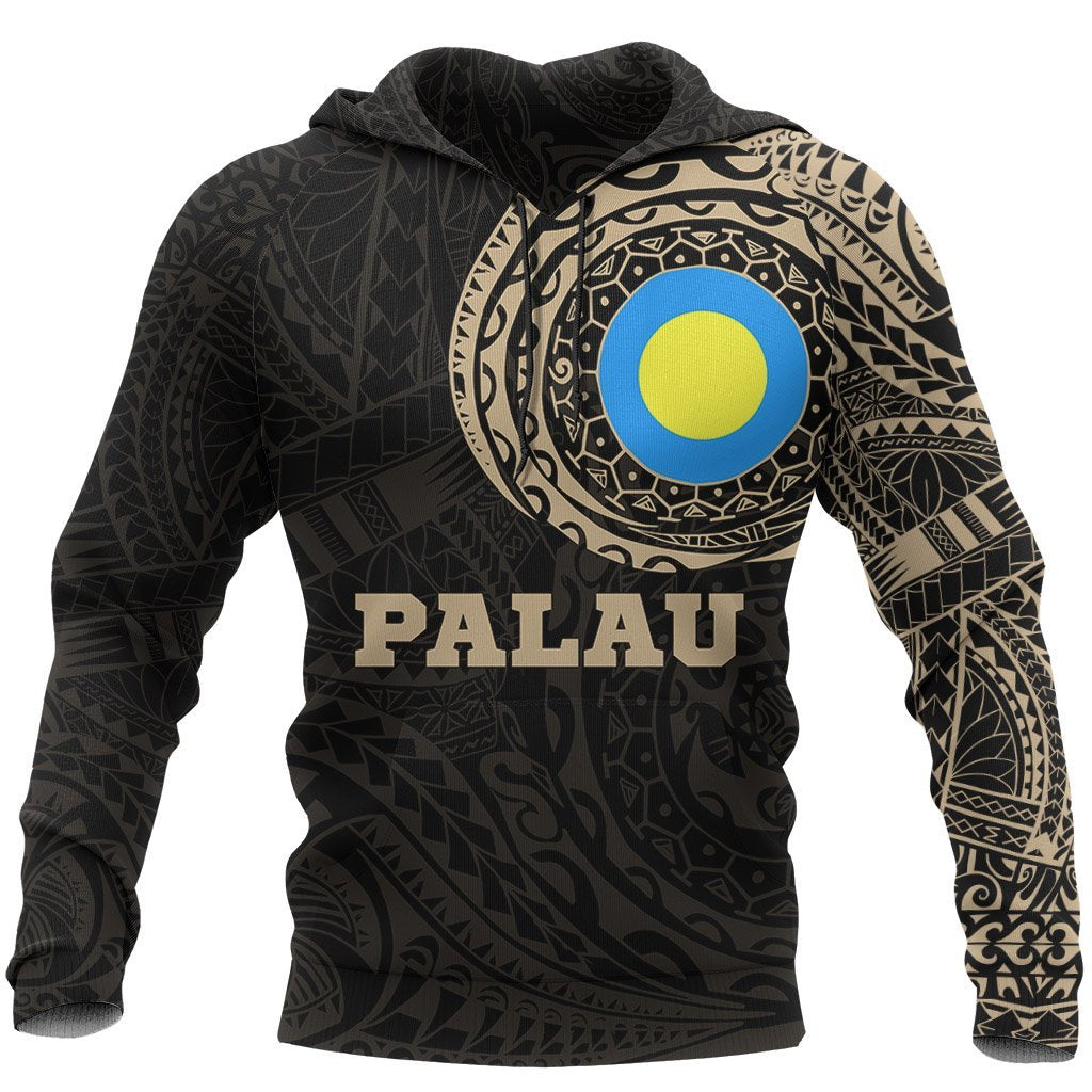 Palau Hoodie Palau Flag Polynesian Tattoo Style Unisex Black-GOLD - Polynesian Pride