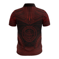 Palau Polo Shirt Palau Seal Polynesian Chief Tattoo Red Version - Polynesian Pride