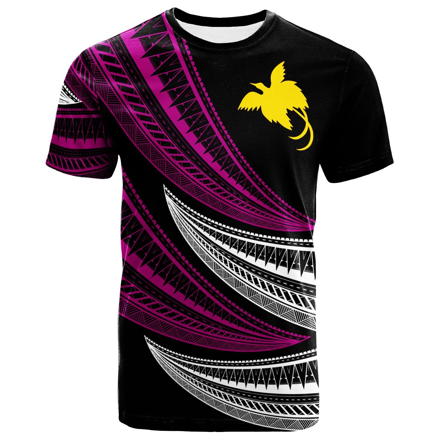Papua New Guinea Custom T Shirt Wave Pattern Alternating Purple Color Unisex Purple - Polynesian Pride