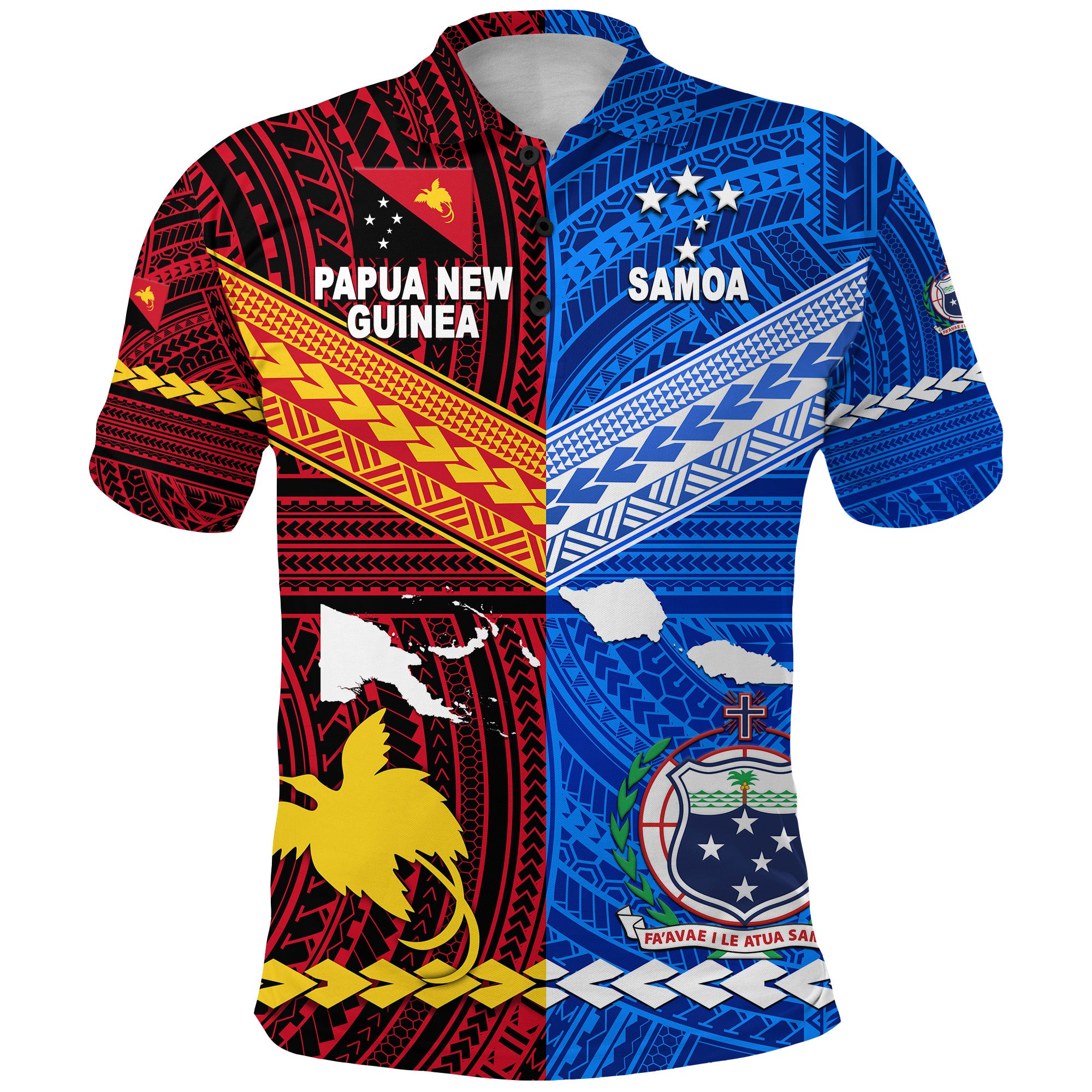 Papua New Guinea Samoa Polo Shirt Polynesian Together LT8 - Polynesian Pride