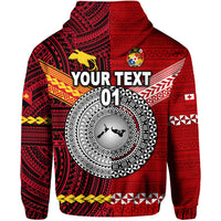 Custom Papua New Guinea Tonga Zip Hoodie Polynesian Together Bright Red, Custom Text and Number LT8 - Polynesian Pride