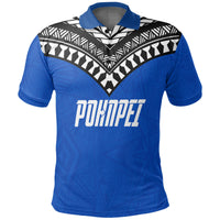 Pohnpei Mens All Over Print Polo Shirt Pohnpei Flag Micronesian Pattern Unisex Blue - Polynesian Pride