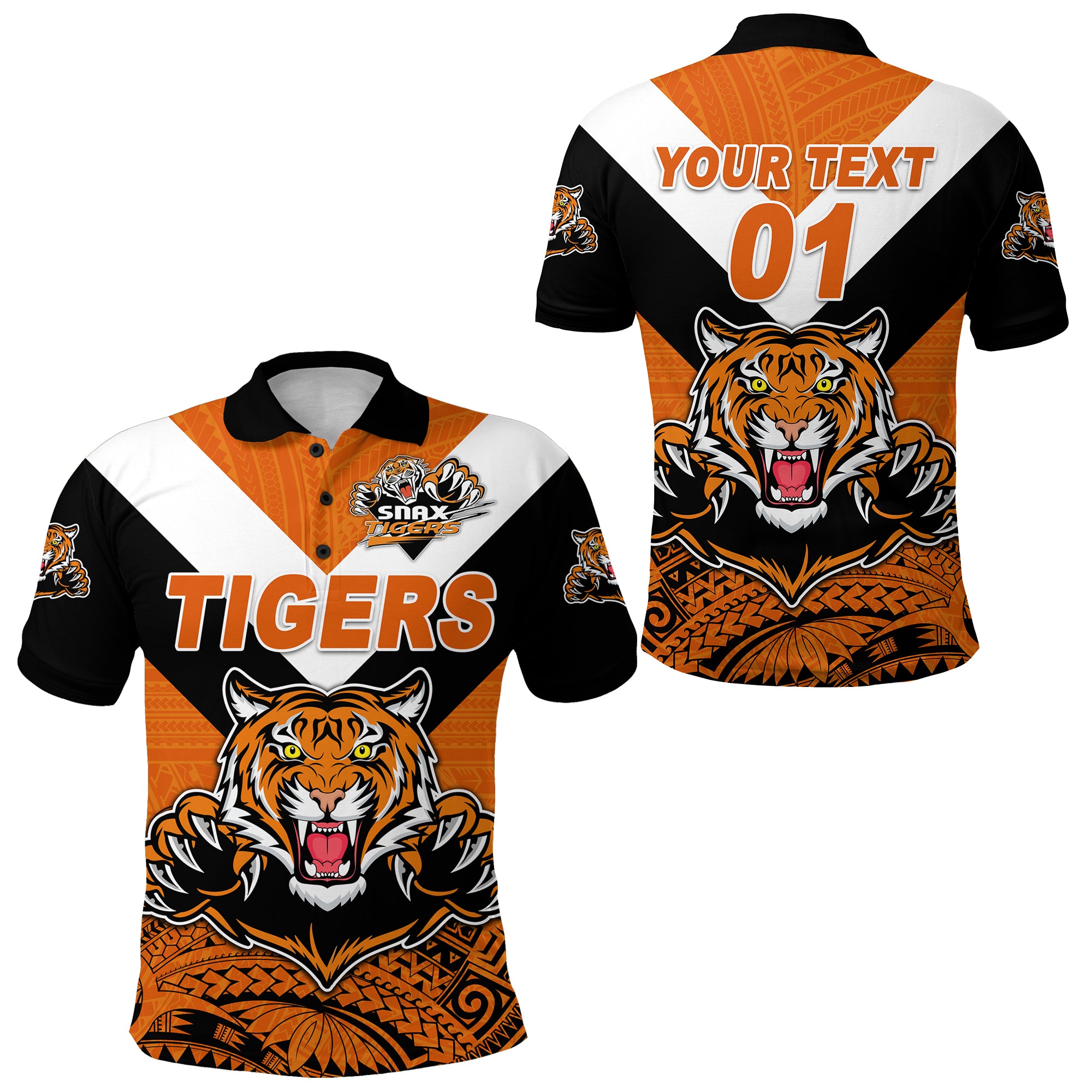 Custom Papua New Guinea Lae Snax Tigers Polo Shirt Rugby Simple Style Black LT8 Unisex Orange - Polynesian Pride