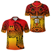 Custom Marquesas Islands Polo Shirt Marquesan Tattoo Original Style Gradient Red LT8 - Polynesian Pride
